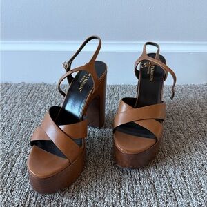 Women's Saint Laurent Brown Platform Sandals
